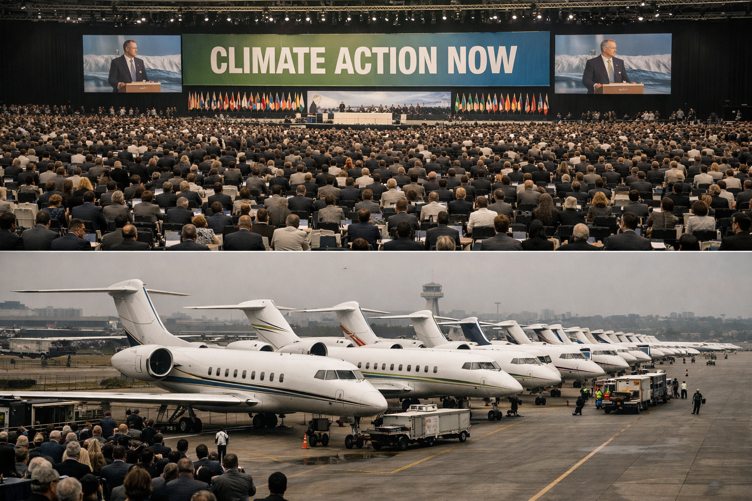 COP 기후회의장과 전용기들