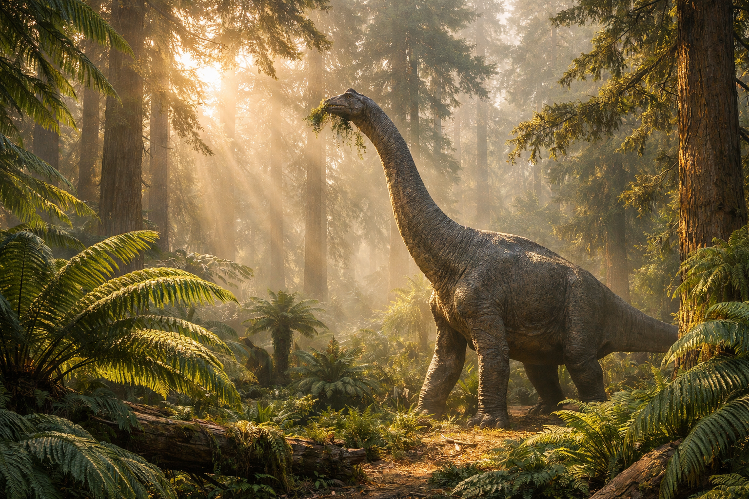 중생대 공룡 시대의 울창한 지구