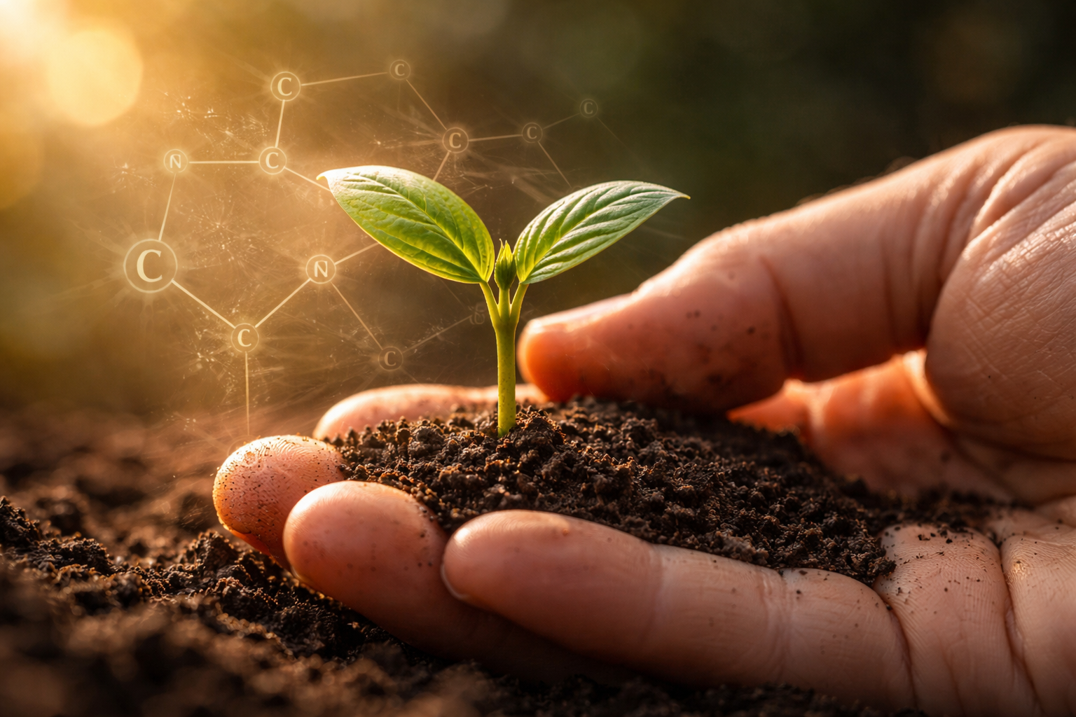 탄소로 이루어진 생명 — 손 위의 새싹